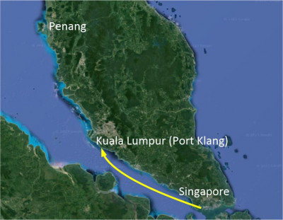 One Way Singapore to Port Klang (Sunday) Routes Map