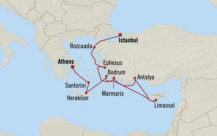 Turkish Ovation: Athens to Istanbul Routes Map