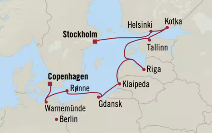 Baltic Autumn: Stockholm to Copenhagen Routes Map