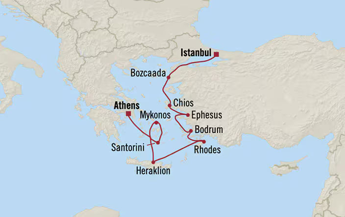 Ancient World Wonders: Athens to Istanbul Routes Map