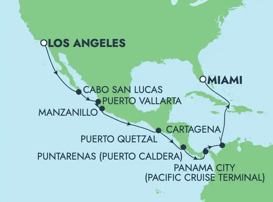 Panama Canal: Mexico & Colombia Routes Map