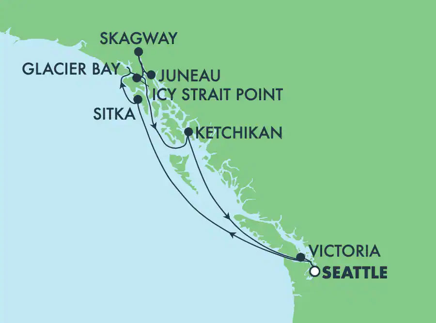 Alaska: Glacier Bay, Skagway & Juneau Routes Map