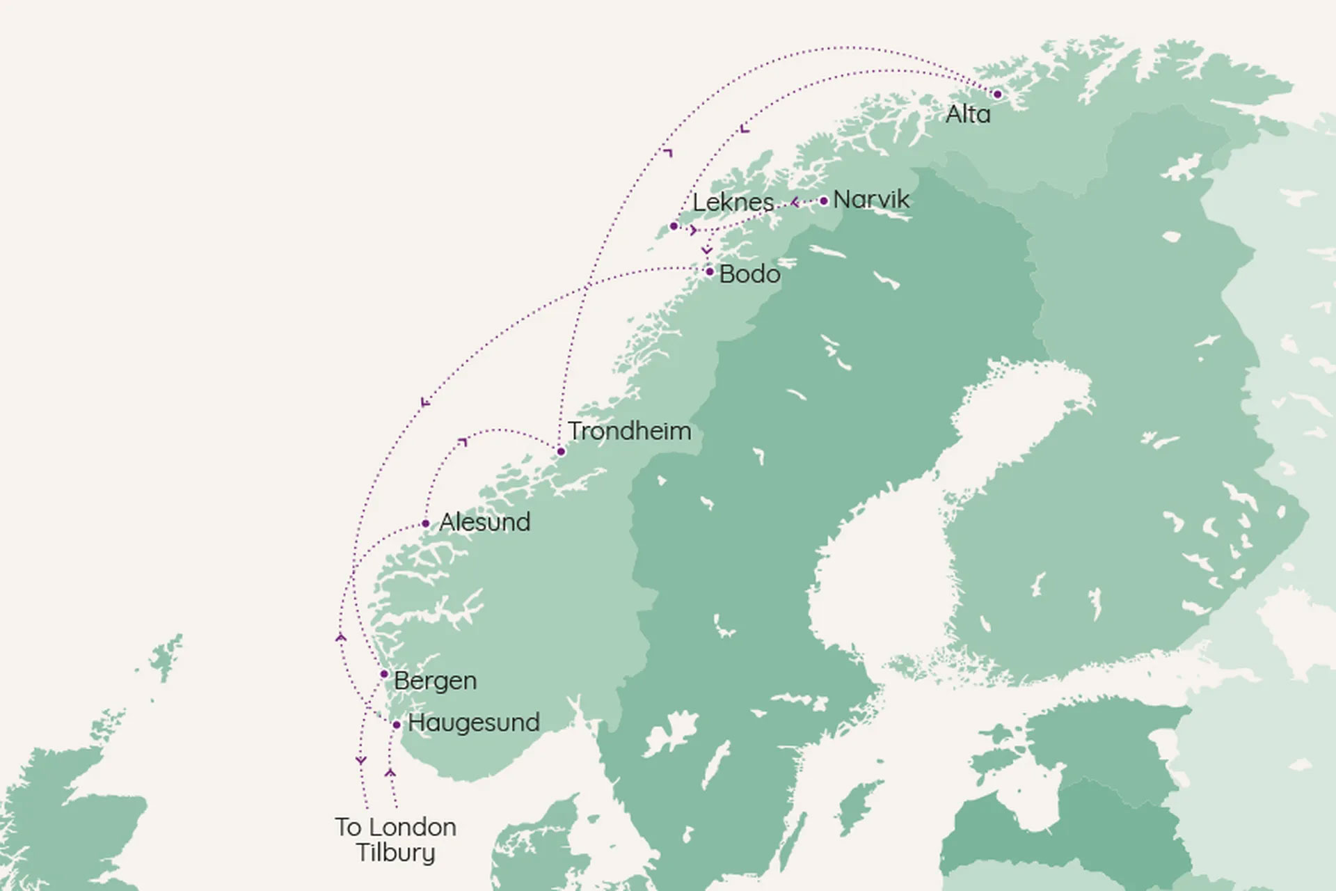 Norway search elusive Northern Lights Routes Map