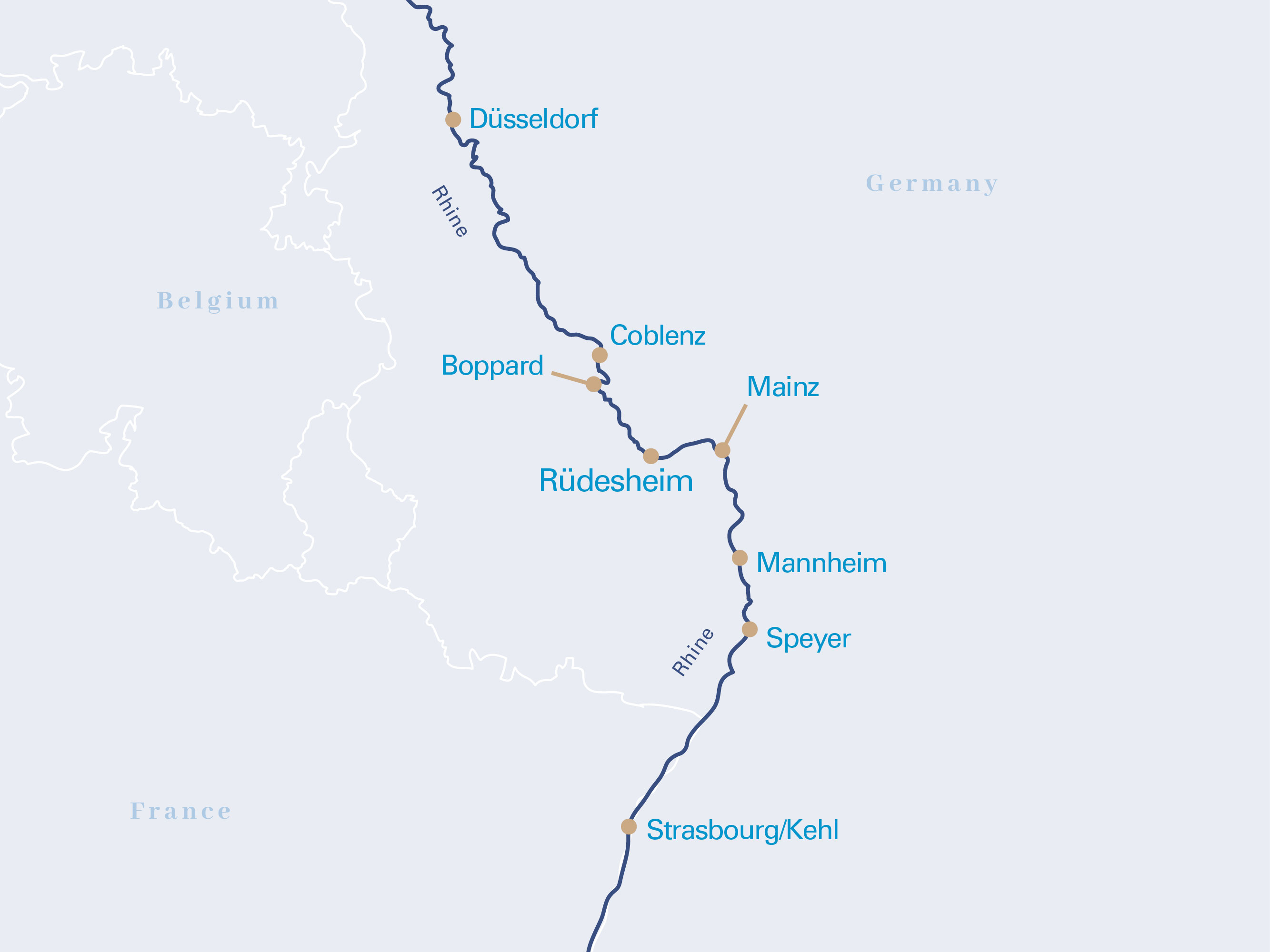 Enchanting Rhine from Düsseldorf Routes Map