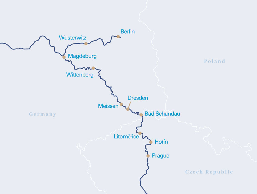 Elbe-Moldau Christmas Magic from Berlin Routes Map