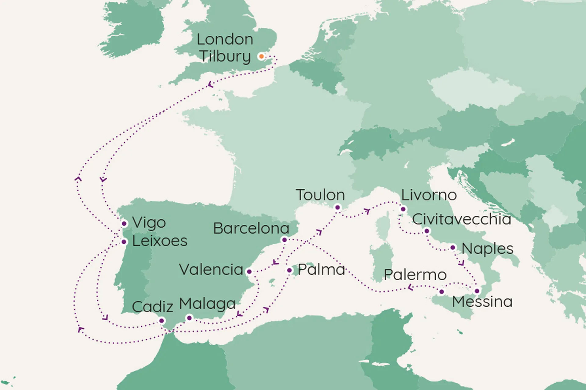 Classical Mediterranean Routes Map