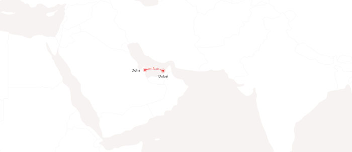2 Night Doha Cruise Routes Map