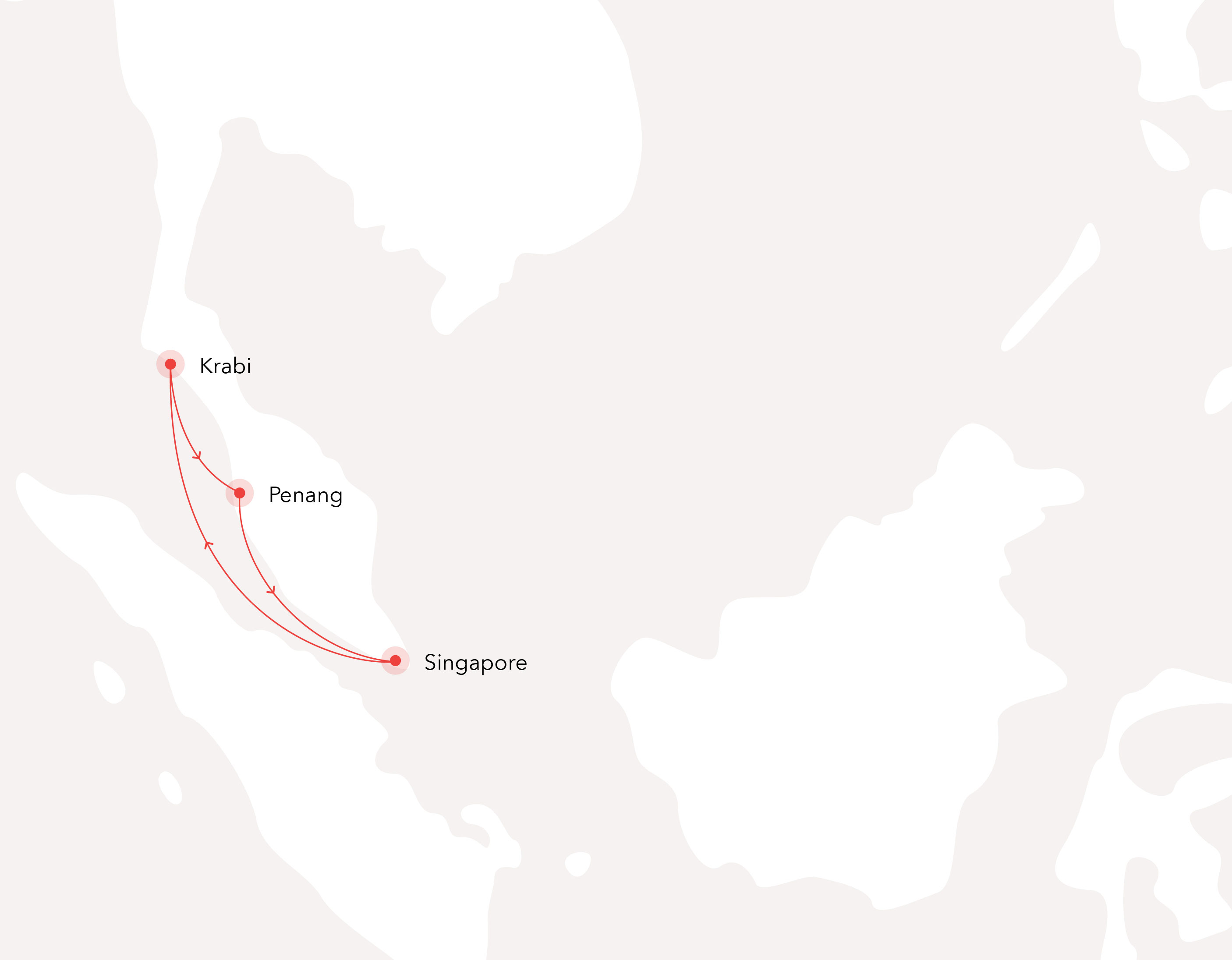 Singapore-High Seas-Krabi-Penang-Singapore Routes Map